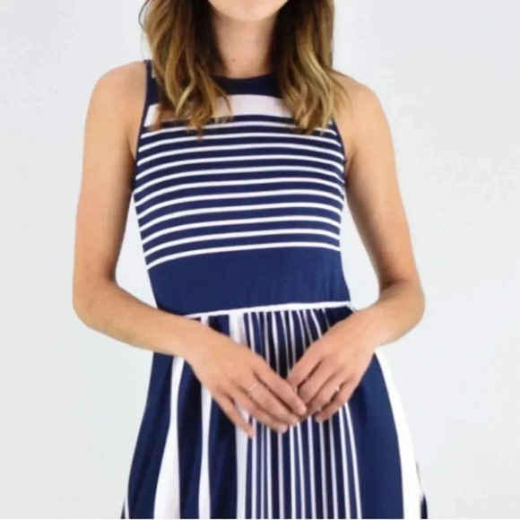 Y2K NWT HOUNT. Halter Dress, women S. Colorblock,striped,coastal,Resortwear - Picture 5 of 15